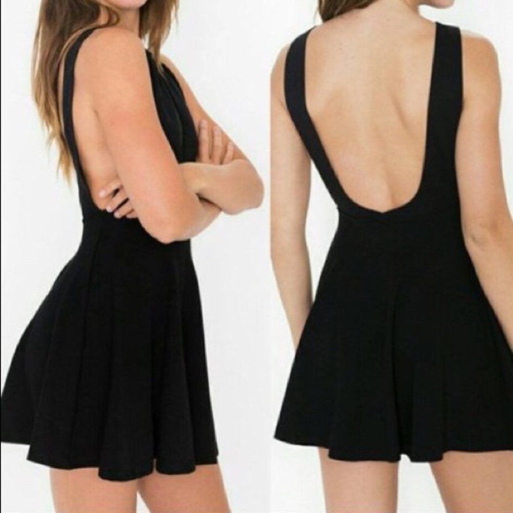 American Apparel black dress open back Small mini